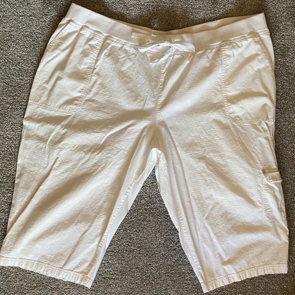 Catherines Cotton Blend Capri Pants with Drawstring